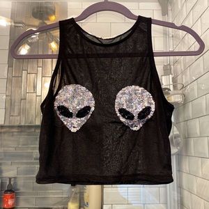 Sheer alien crop top